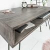 table console pas cher en bois massif teinté grisé