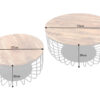 détails des dimensions des tables basses en bois massif