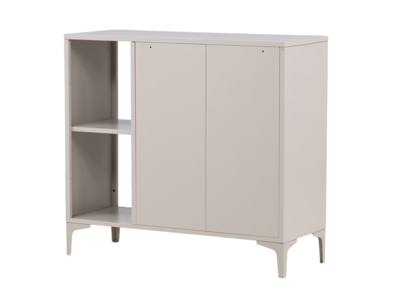 dos du meuble en métal beige