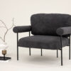 fauteuil moderne en tissu polaire gris foncé et structure en métal noir design