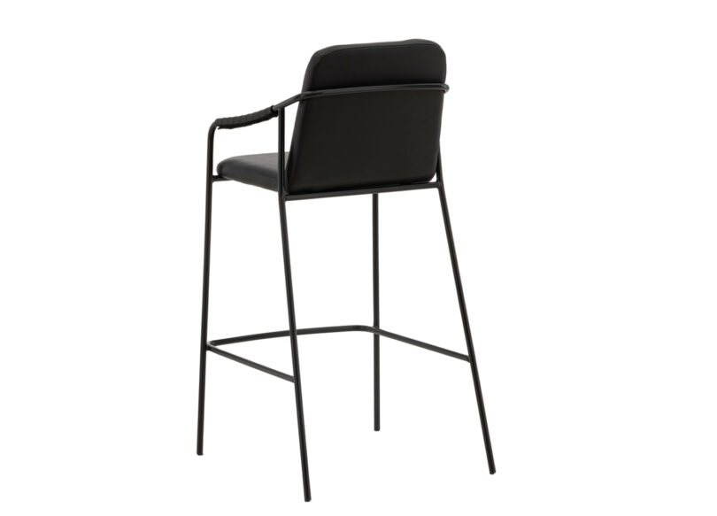 siège de bar avec repose-pieds structure métal noir et assise en simili cuir