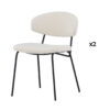 lot de 2 chaises tendances tissu bouclette blanc et métal noir