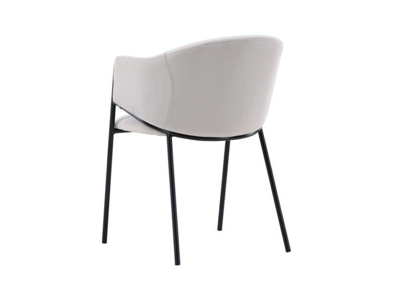 dos de la chaise en velours et métal noir