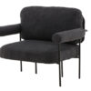 fauteuil contemporain bouclette gris foncé style design avec des pieds en métal noir