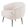 fauteuil confortable moderne en velours beige et pieds en métal noir