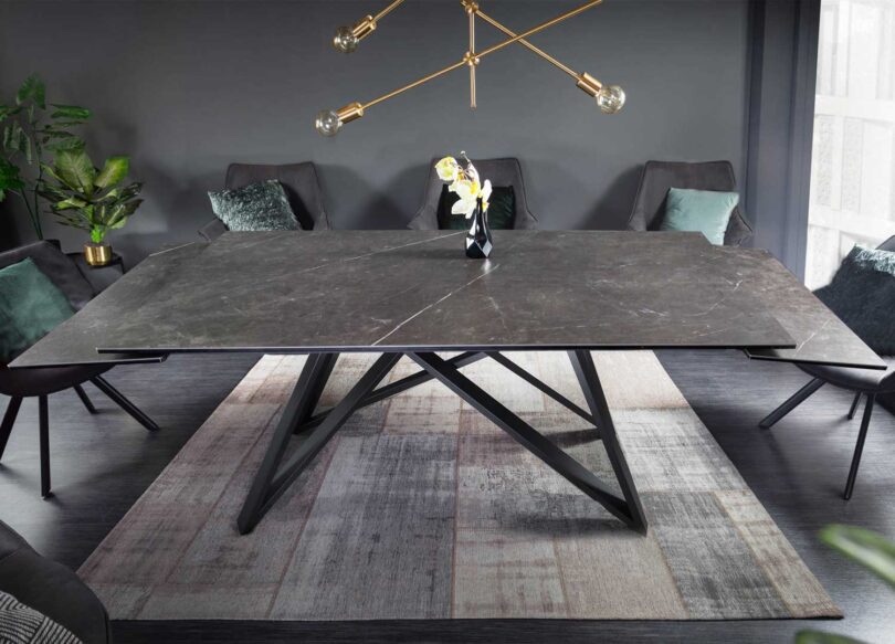 table à manger contemporaine en céramique avec allonges