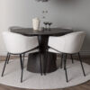 fauteuils de salle à manger minimaliste en velours gris et structure en métal noir