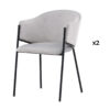 lot de 2 chaises minimalistes en métal noir et velours gris