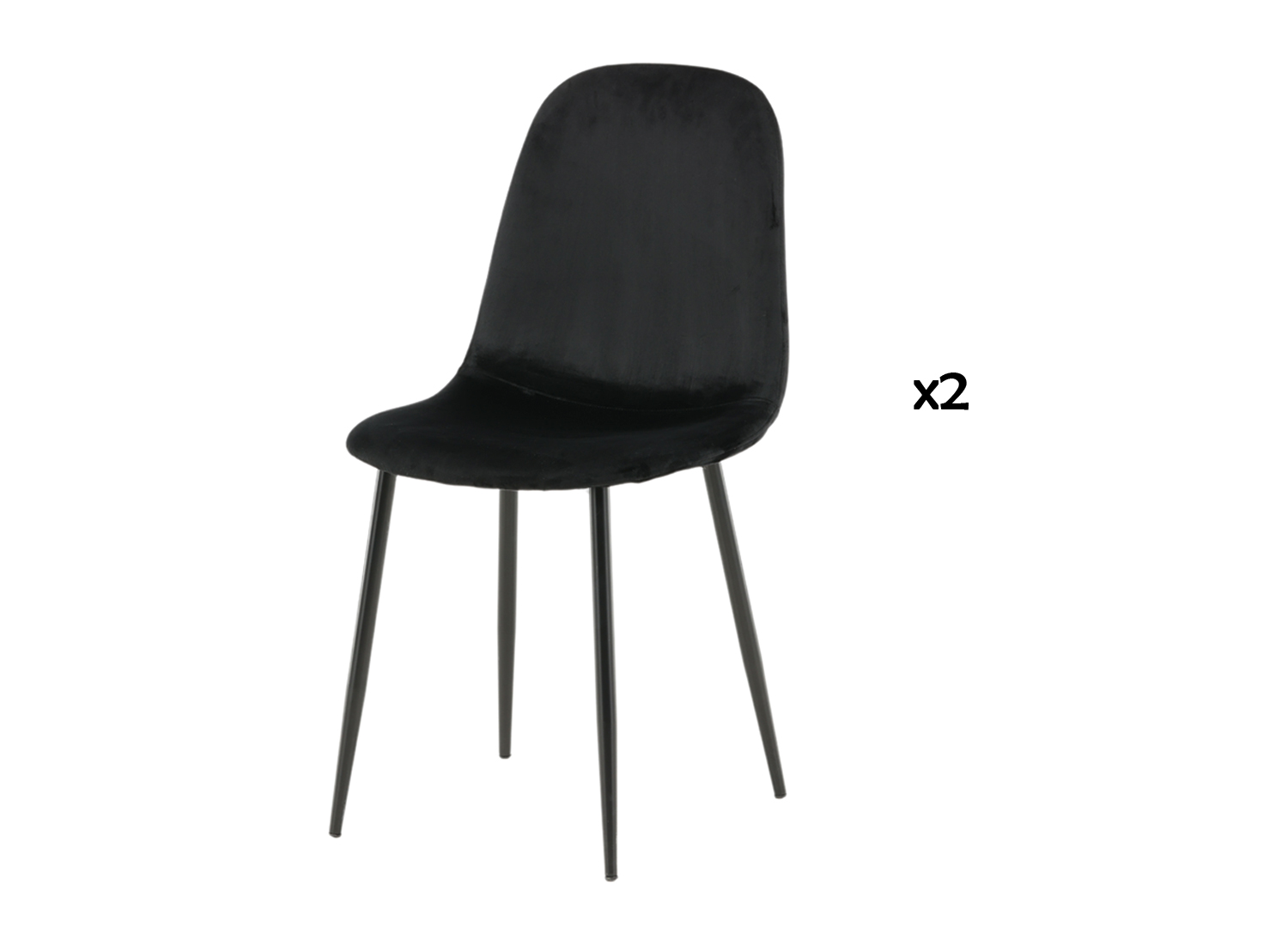 Lot de 2 chaises pas cher en velours et métal noir