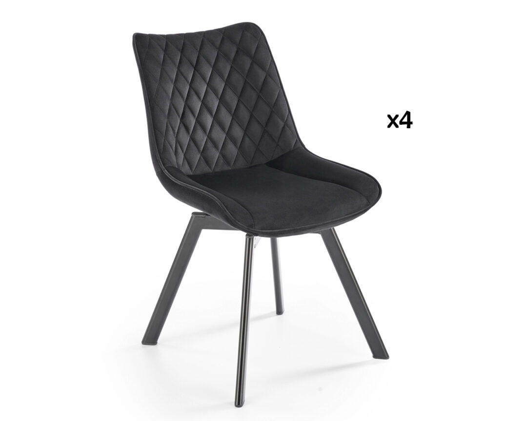 4 chaises en velours et métal noir