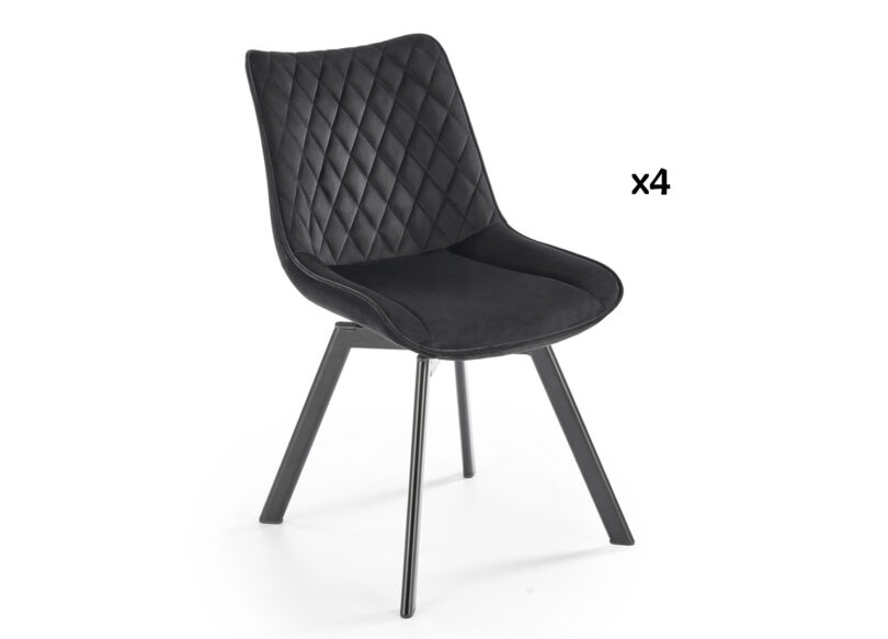 4 chaises en velours et métal noir