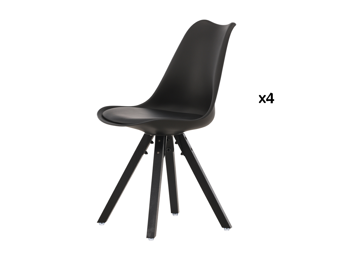 Lot de 4 chaises de salle à manger scandinave noir