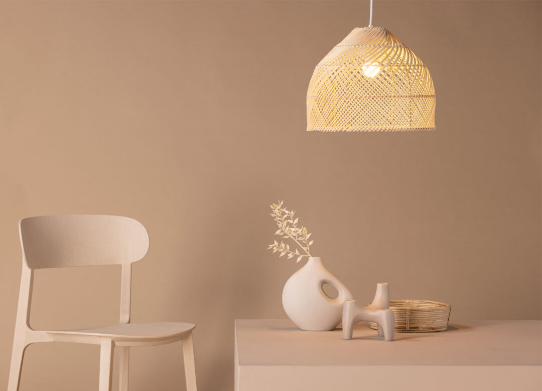 lustre en rotin naturel 35 cm