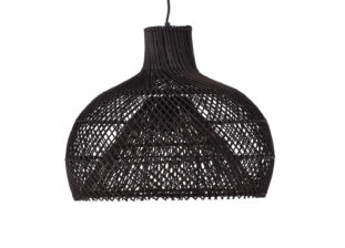 suspension luminaire en rotin noir et métal noir 45 cm