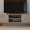 banc tv pas cher gris et bois massif 120 cm