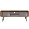 banc tv 120 cm avec 2 portes et 2 niches ouvertes style scandinave