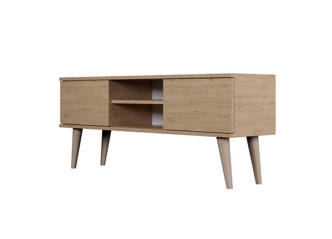 meuble tv scandinave pas cher 120 cm aspect bois