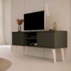 meuble tv 120 cm pas cher noir et pieds en bois
