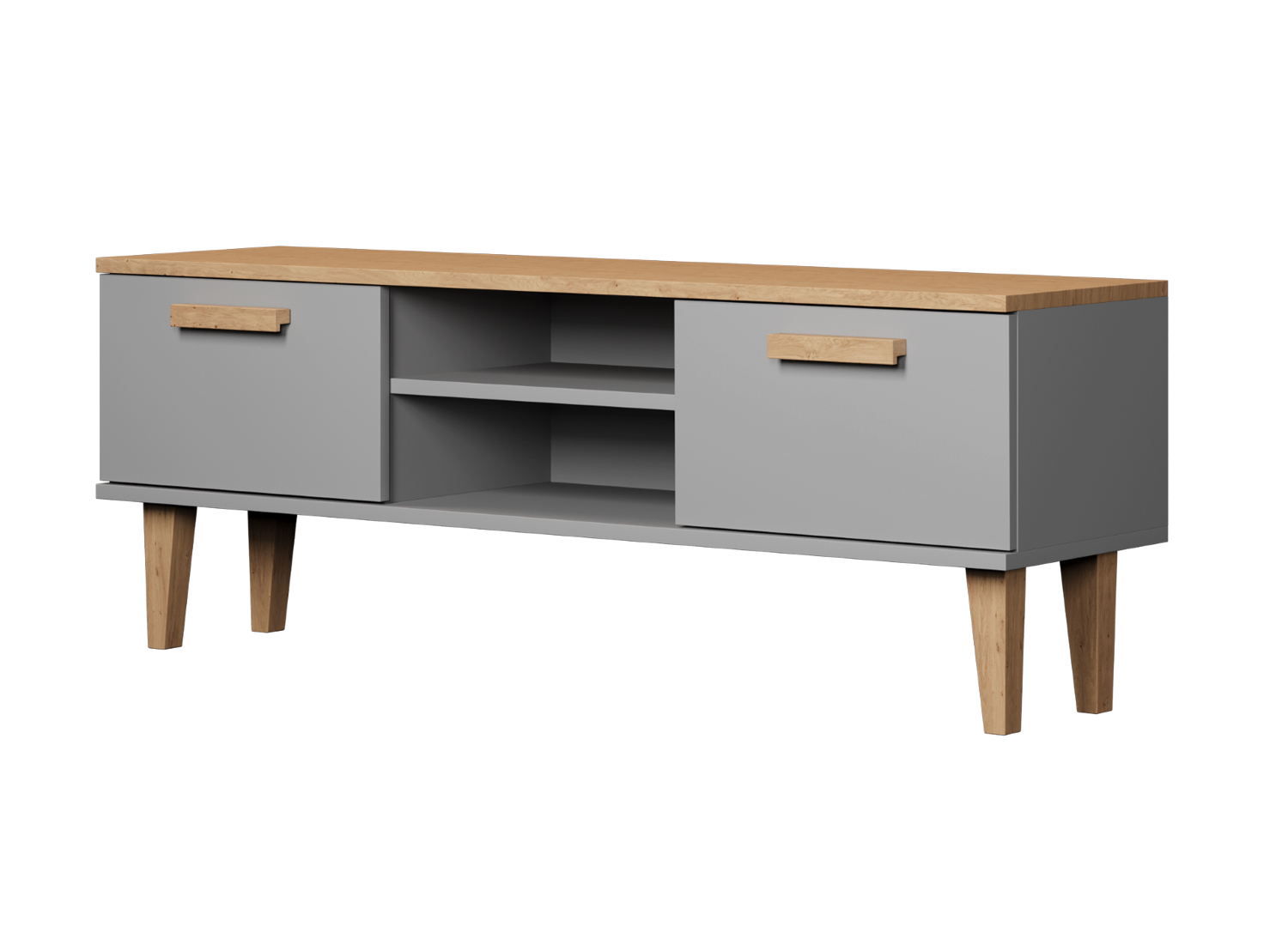 meuble télé pas cher style scandinave couleur gris et bois massif