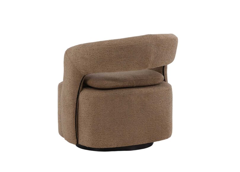 dos du fauteuil en tissu doux boucle brun clair