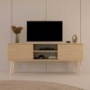 meuble tv 120 cm style scandinave aspect chêne artisan