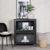 commode 80 cm 2 portes vitrées métal noir industriel