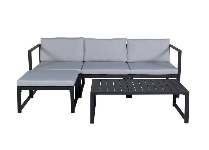 canape de jardin d'angle en alu noir