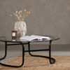 table basse moderne ronde 110 cm en verre et métal noir