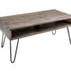 table de salon 100 cm en bois massif pas cher manguier teinté grisé