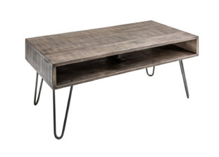 table de salon 100 cm en bois massif pas cher manguier teinté grisé