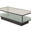 table de salon moderne 130 cm en verre et métal noir