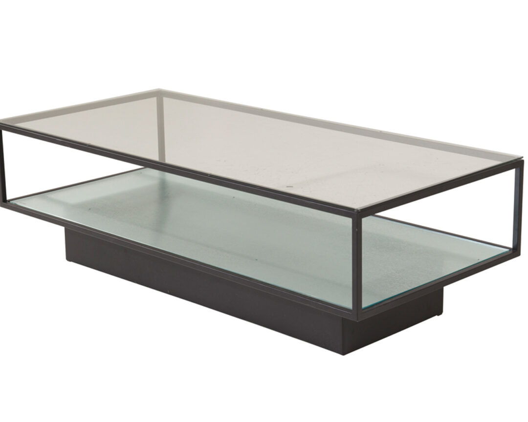 table de salon moderne 130 cm en verre et métal noir