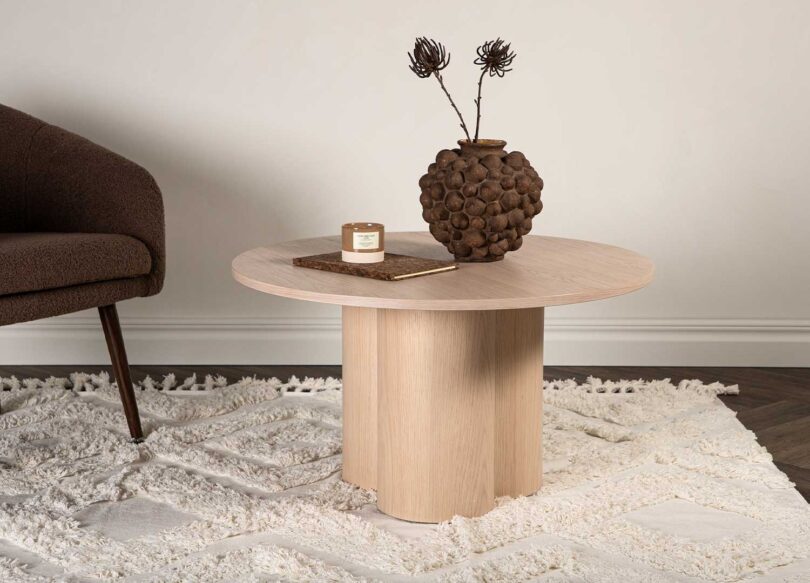 table de salon tendance aspect bois 80 cm