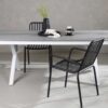 table de jardin moderne gris et pieds en alu blanc