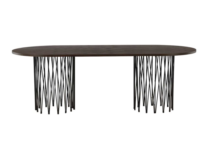 table de repas moderne en mdf aspect bois foncé et pieds original