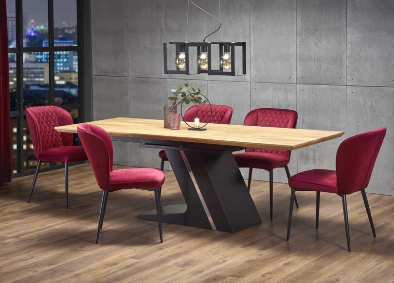 table de salle à manger 220 cm plateau imitation bois
