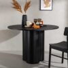 table salle à manger minimaliste aspect bois noir 110 cm pieds cylindre