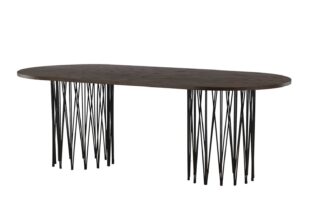 grande table de repas ovale bois foncé et métal noir