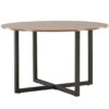 table de repas ronde pas cher 120 cm aspect bois et pieds métal noir