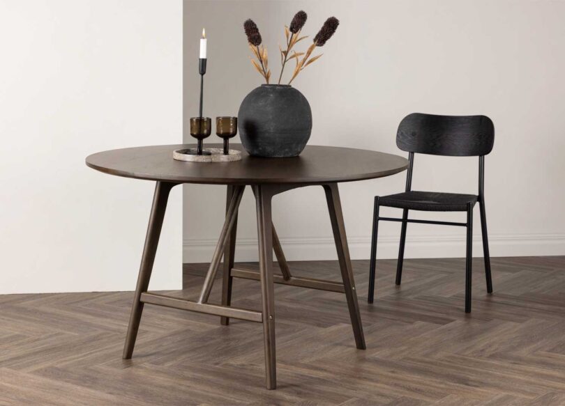 table de repas 100 cm bois foncé