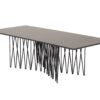 table basse rectangulaire avec un plateau imitation marbre et un pieds design noir