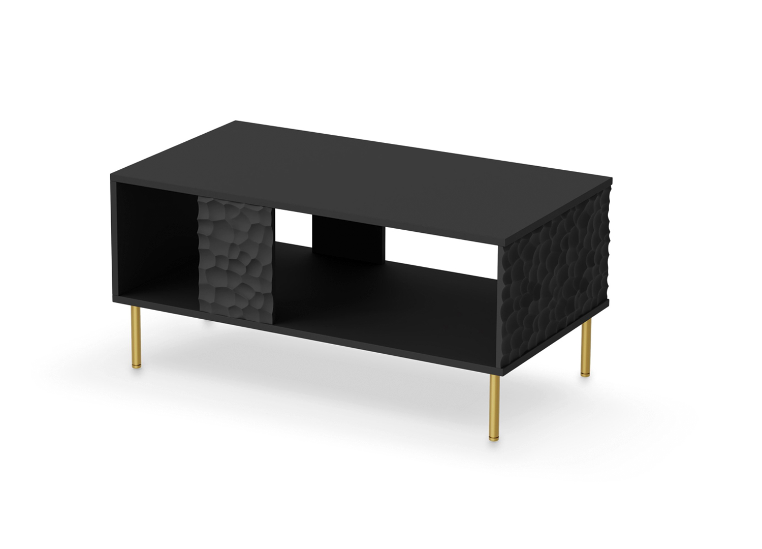 table basse rectangulaire noire et dorée