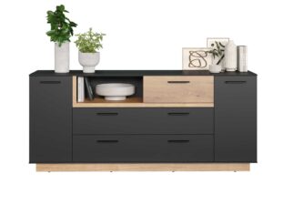 Buffet aspect bois et noir pour salle à manger