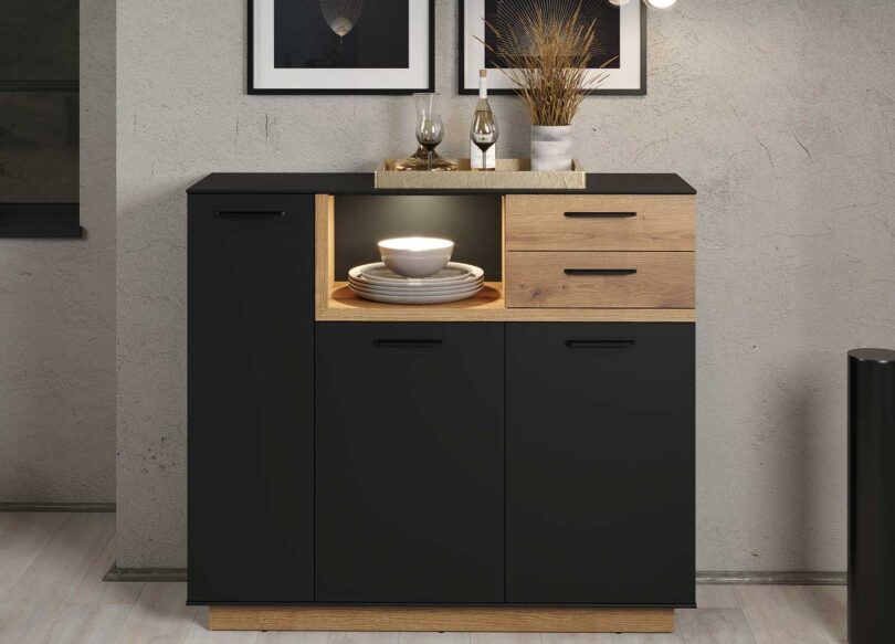 Commode de salon moderne noire