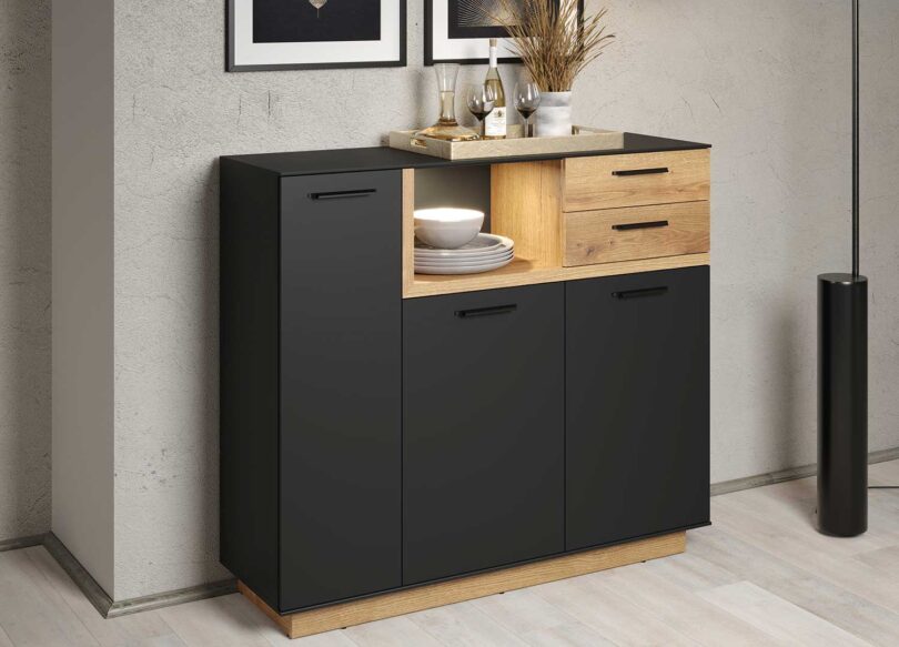 Commode design en bois et noire