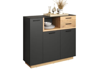 Commode noire et bois moderne
