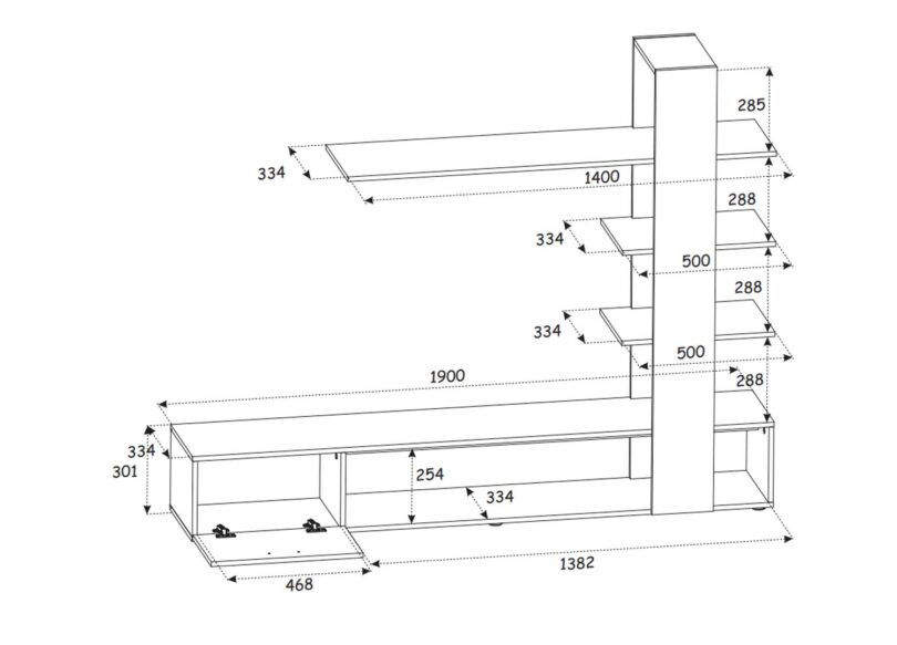 Dimensions du meuble TV complet design