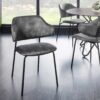 Lot de 2 chaises de salle à manger en tissu velours gris design