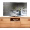 Meuble TV 2 portes en bois de hêtre massif robuste
