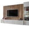 Meuble TV complet avec décor tasseaux noirs et bois